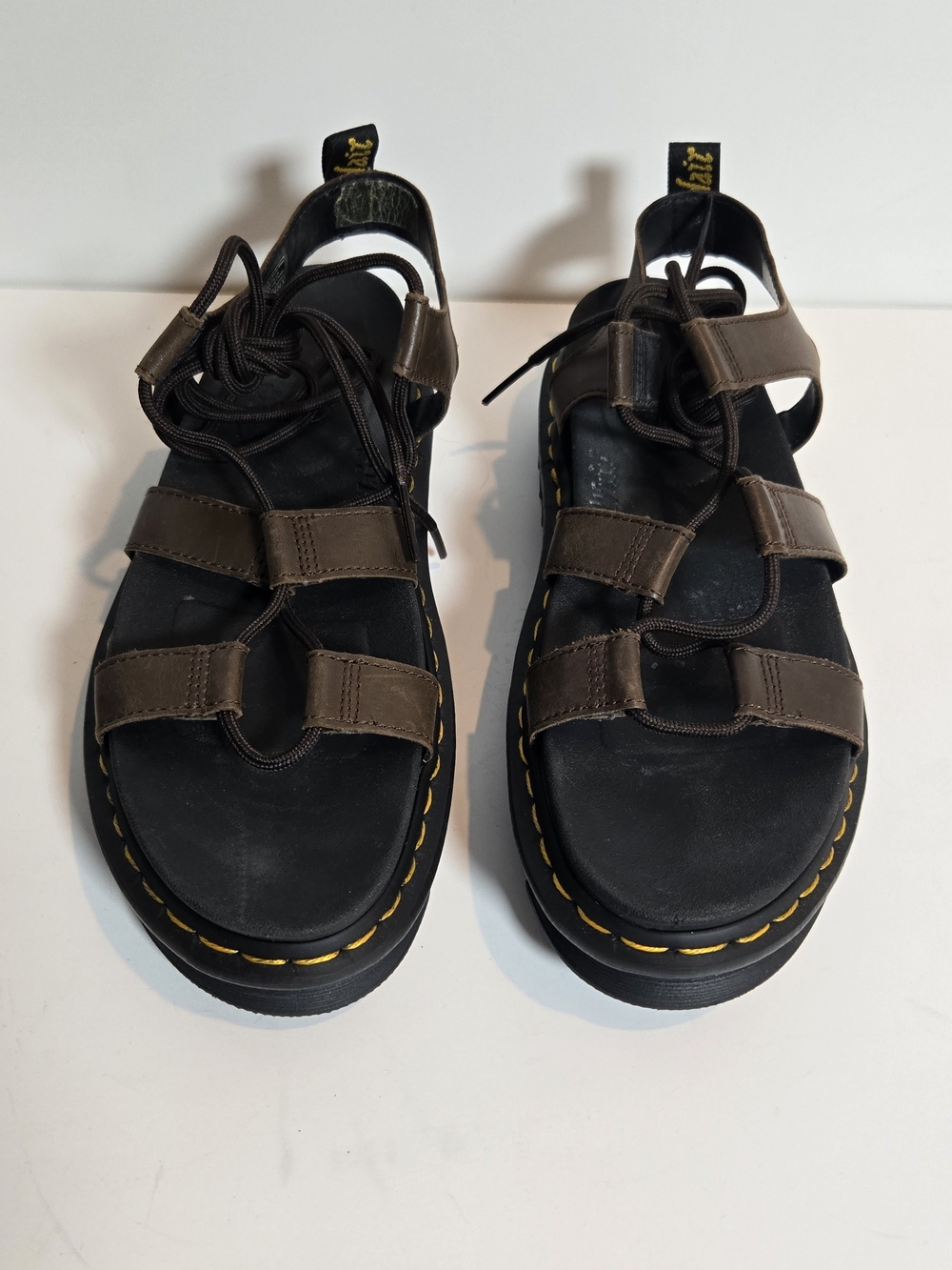 Dr. Martens Nartilla Brown Leather Chunky Gladiator Sandals